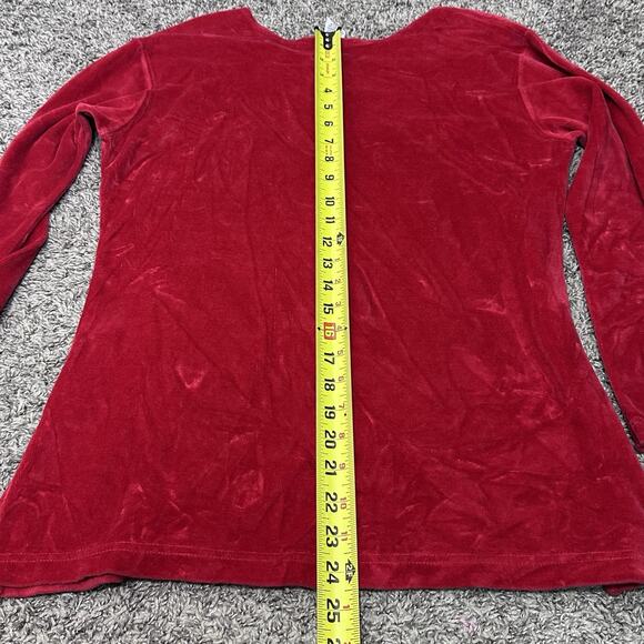 Vtg LL Bean Red Velvet Velour Shirt Womens Sz Small Holiday Event Party Top USA - Picture 6 of 6